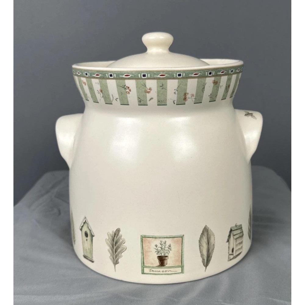 Pfaltzgraff Naturewood LargeCanister WLid Handles Vintage Cottage Kitchen Decor